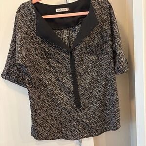 Lost & Found Black and Tan Geometric Blouse